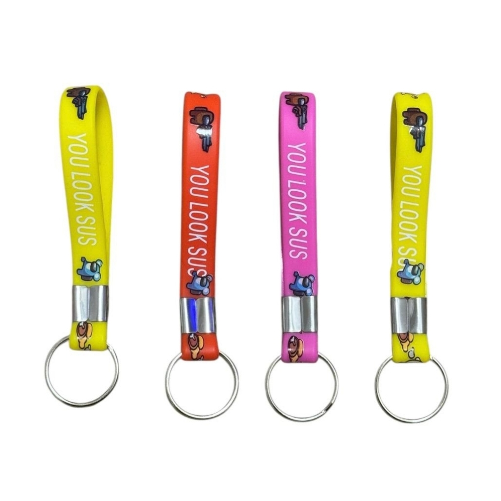 Set of 4 key rings, with fun design Among Us, different colors